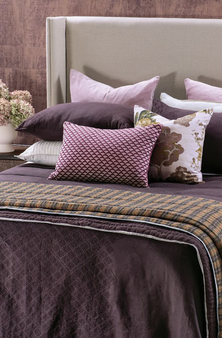 Bianca Lorenne - Sashiko Bedspread Pillowcase and Eurocase Sold Separately - Mulberry image 0